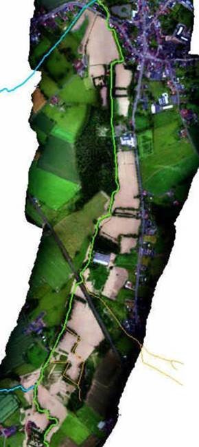 Overzicht van de zone tussen het gecontroleerd overstromingsgebied (GOG) en de Mark in Herne.