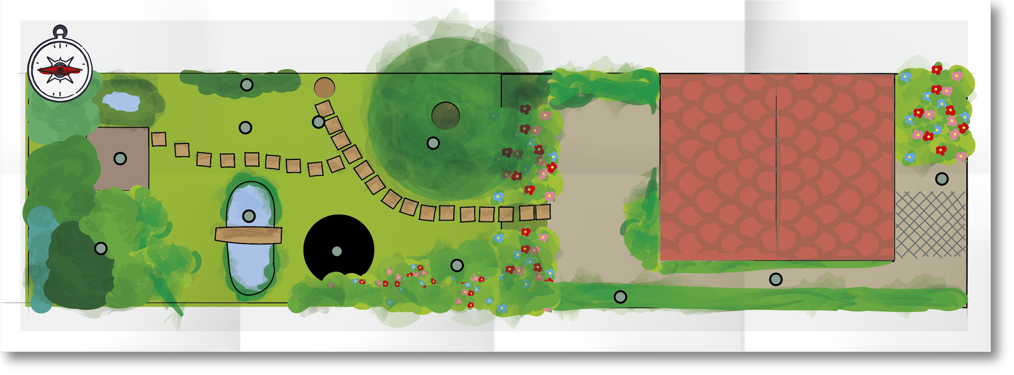 Illustratie van een tuinplan