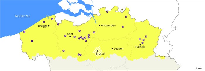 Kaart van Vlaanderen met de prioritaire gebieden