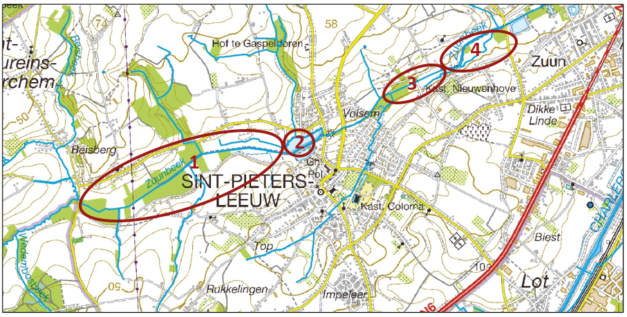 Kaart projectgebieden Zuunbeek