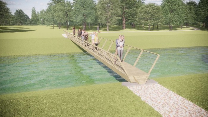 Simulatie voetgangersbrug over de Kleine Nete ter hoogte van de hermeandering in het Olens Broek-Langendonk