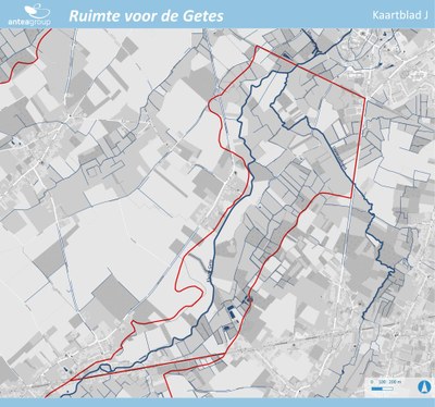 Plattegrond van het deelgebied Kleine Gete in Orsmaal-Gussenhoven en Zoutleeuw binnen het totaalplan Ruimte voor de Getes